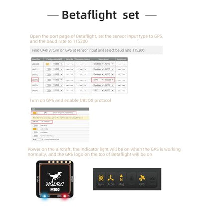 HGLRC Módulo de brújula GPS M100-5883, chip mejorado de 10ª generación compatible con UAV de ala fija FPV