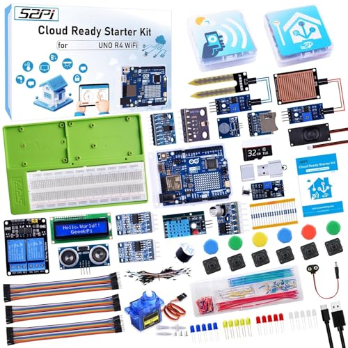 GeeekPi Kit de inicio listo para la nube con WiFi UNO R4, Bluetooth, I2C, matriz LED de 12 x 8, integración de IoT y tutoriales para principiantes e ingenieros