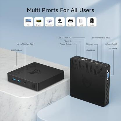 Bmax Mini PC B1 Pro 8 GB LPDDR4 /128 GB eMMC, Intel Gemini Lake N4000 (hasta 2.6 GHz), compatible con expansión SSD M.2 de 512 GB/2 TB, WiFi dual BT4.2 de 2.4G/5G, 4K Dual Display Micro Computadora