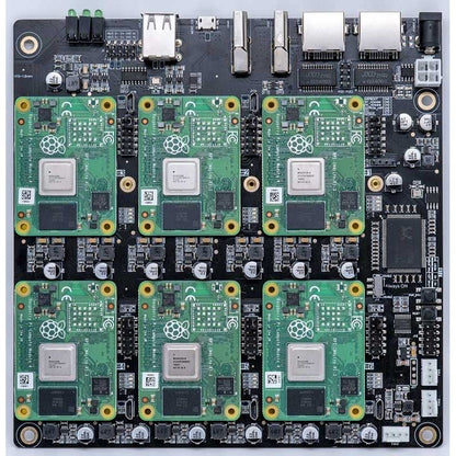 DeskPi Super6C para Raspberry Pi Compute Module 5/Raspberry Pi CM4 Cluster, Mini-ITX Board 6 RPI CM5/CM4 compatible, fuente de alimentación incluida