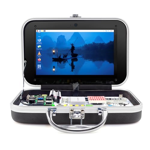 ELECROW Kit para Raspberry Pi 5 8GB, con Pi 5 8GB de una sola placa, Crowpi Pi 5 Kit de funda con pantalla de 9 pulgadas, compatible con Raspberry Pi 5 Kit de programación de aprendizaje con sensores