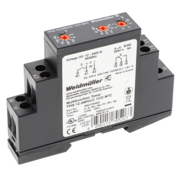 Weidmüller 2697250000 TFIS Riel DIN Relé mecánico 0.05 seg ~ 100 h 8A a 250VCA