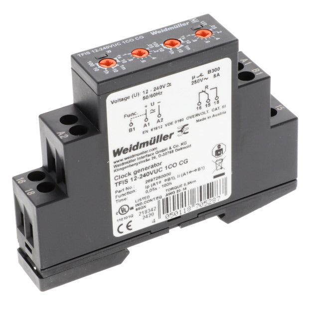 Weidmüller 2697260000 TFIS Riel DIN Relé mecánico 0.05 seg ~ 100 h 8A a 250VCA