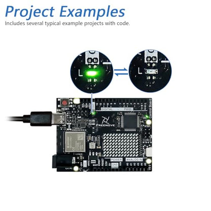 Freenove Tablero de control V5 Rev4 WiFi (compatible con Arduino IDE), microcontrolador Arm Cortex-M4, ESP32-S3 integrado, matriz LED, conector USB-C, proyectos de ejemplo y tutorial de código