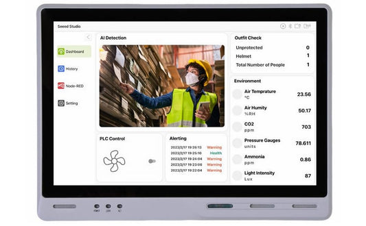 reTerminal DM es un PC de panel, HMI, PLC, IIoT Gateway todo en uno dispositivo alimentado por Raspberry Pi CM4, con panel frontal IP65 de 10.1 '' e interfaces industriales ricas, e integrado de forma