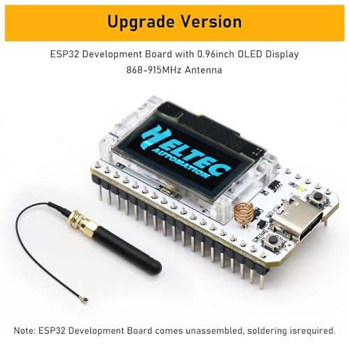 ESP32 LoRa V3 Tablero de desarrollo, AYWHP 2 piezas LoRa V3 Meshtastic ESP32 WiFi, ESP32 LoRa V3 WiFi Bluetooth Dual Core SX1262 CP2102 Chip con pantalla OLED de 0.96 pulgadas y antena para Arduino