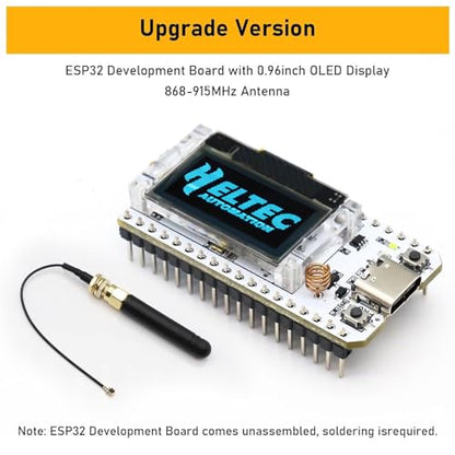 ESP32 LoRa V3 Tablero de desarrollo, AYWHP 2 piezas LoRa V3 Meshtastic ESP32 WiFi, ESP32 LoRa V3 WiFi Bluetooth Dual Core SX1262 CP2102 Chip con pantalla OLED de 0.96 pulgadas y antena para Arduino