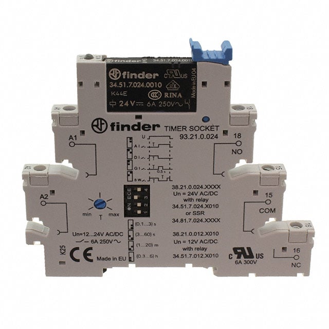 Finder Relays, Inc. 38.21.0.024.0060 38 Riel DIN Relé mecánico 0.1 seg ~ 6 h 6A a 250VCA