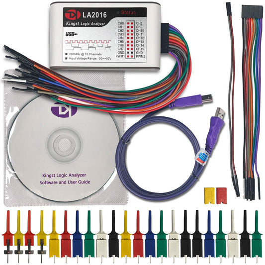LA2016 USB Lógica Analizador Completo 16 Canales 200MHz Frecuencia de muestreo con el Inglés PC Software Instrumento de mano, Soporte Windows (32bit/64bit), Mac OS, Linux