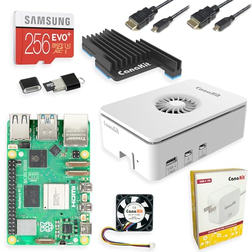CanaKit Raspberry Pi 5 Starter Kit MAX - Turbina Blanco (256 GB Edition) (8GB RAM)