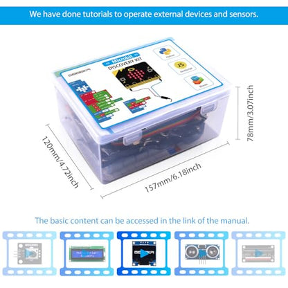 GeeekPi Kit básico de inicio para BBC Micro:bit (V2 incluido), bloques y código Python, ejemplos de proyectos de sensores múltiples, tutorial detallado incluido