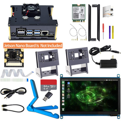 Makeronics Kit de desarrollador para Jetson Nano -7 pulgadas Touch| Cámara IMX 219-77 con estuche| Tarjeta TF Clase 10 de 64 GB con lector de tarjetas | Estuche Jetson Nano Acrílico para A02 y B01