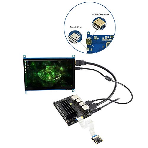 Makeronics Kit de desarrollador para Jetson Nano -7 pulgadas Touch| Cámara IMX 219-77 con estuche| Tarjeta TF Clase 10 de 64 GB con lector de tarjetas | Estuche Jetson Nano Acrílico para A02 y B01