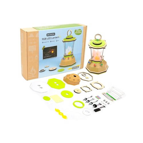 Linterna LED RGB Boson: un kit creativo para hacer tú mismo con un manual de instrucciones en papel de colores para acampar, decoraciones para festivales y luces nocturnas | Fácil montaje | Exploración de colores | Aprendizaje de circuitos y electrónica