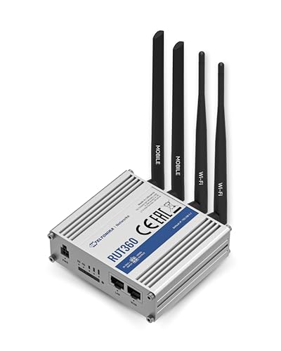 Teltonika RUT360100100 - Router celular industrial 4G LTE Cat6, enrutador Wi-Fi 4G LTE con DI/DO, VPN avanzada, certificado por Verizon/AT&T/T-Mobile