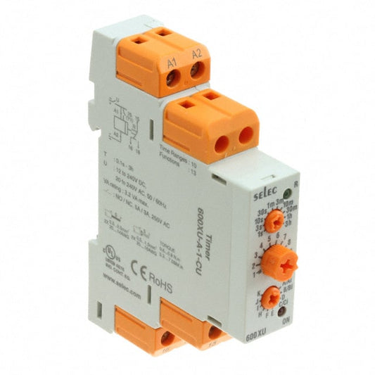 Altech Corporation 600XU-A-1-CU 600XU Riel DIN Relé mecánico 0.1 seg ~ 3 h 5A a 250VCA