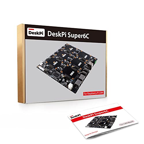DeskPi Super6C para Raspberry Pi Compute Module 5/Raspberry Pi CM4 Cluster, Mini-ITX Board 6 RPI CM5/CM4 compatible, fuente de alimentación incluida