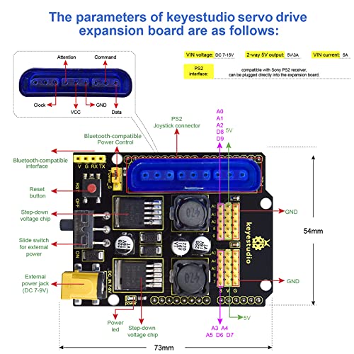 KEYESTUDIO Kit de inicio de brazo robot para Arduino, 4DOF brazo robótico de codificación electrónica para niños y adultos, para aprender robótica, compatible con control PS2 Joypad, control remoto