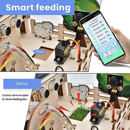 KEYESTUDIO Kit de inicio inteligente de granja de control IoT para Arduino ESP32, kit de programación electrónica compatible con tutoriales en línea Arduino Scratch, kit de sensor de bricolaje STEM