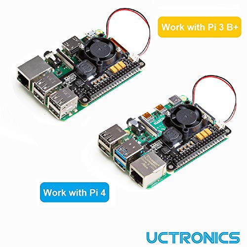 UCTRONICS para Raspberry Pi 4 PoE HAT con ventilador de enfriamiento, mini placa de expansión de alimentación a través de Ethernet para Raspberry Pi 4 B, 3 B+ y montaje en rack