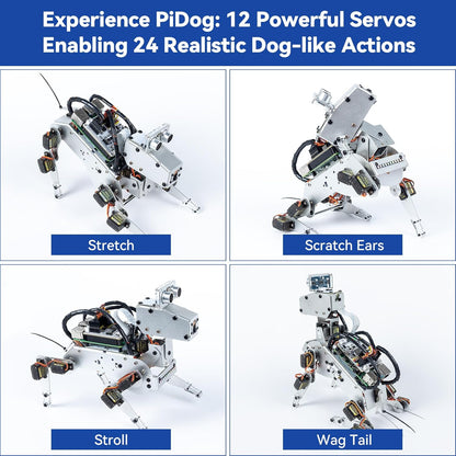 SunFounder PiDog AI Robot Dog Kit para Raspberry Pi 4/3B+/3B/Zero 2W, ChatGPT-4o habilitado con comando de voz y reconocimiento de video, control de aplicaciones, FPV, 12 servos, giroscopio, cámara,