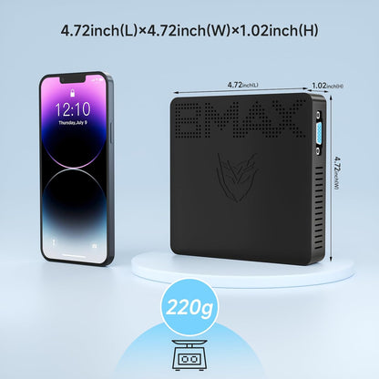 Bmax Mini PC B1 Pro 8 GB LPDDR4 /128 GB eMMC, Intel Gemini Lake N4000 (hasta 2.6 GHz), compatible con expansión SSD M.2 de 512 GB/2 TB, WiFi dual BT4.2 de 2.4G/5G, 4K Dual Display Micro Computadora