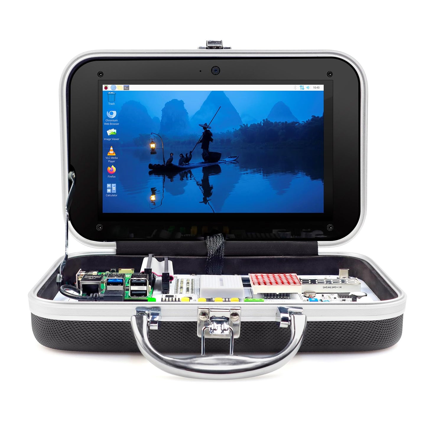 ELECROW Kit para Raspberry Pi 5 8GB, con Pi 5 8GB de una sola placa, Crowpi Pi 5 Kit de funda con pantalla de 9 pulgadas, compatible con Raspberry Pi 5 Kit de programación de aprendizaje con sensores