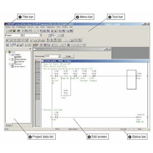 Controlador programable de lógica de escalera PLC, interfaz de programación y software de desarrollo GX, kit de inicio 24V, 12 entradas, 8 salidas de relé con fuente de alimentación