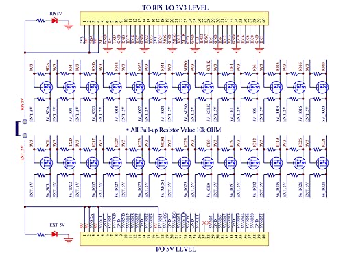 RPi 3.3V a 5V 26 E/S Módulo de cambio de nivel de voltaje bidireccional para Raspberry Pi, convertidor de nivel lógico