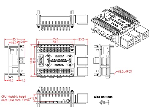 RPi 3.3V a 5V 26 E/S Módulo de cambio de nivel de voltaje bidireccional para Raspberry Pi, convertidor de nivel lógico