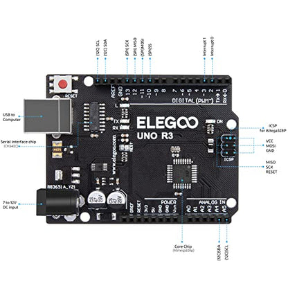 ELEGOO UNO R3 Placa Controladora ATmega328P con Cable USB Compatible con Arduino IDE