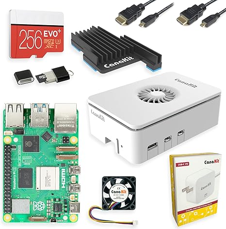 CanaKit Raspberry Pi 5 Starter Kit MAX - Turbine White (256 GB Edition) (16GB RAM)