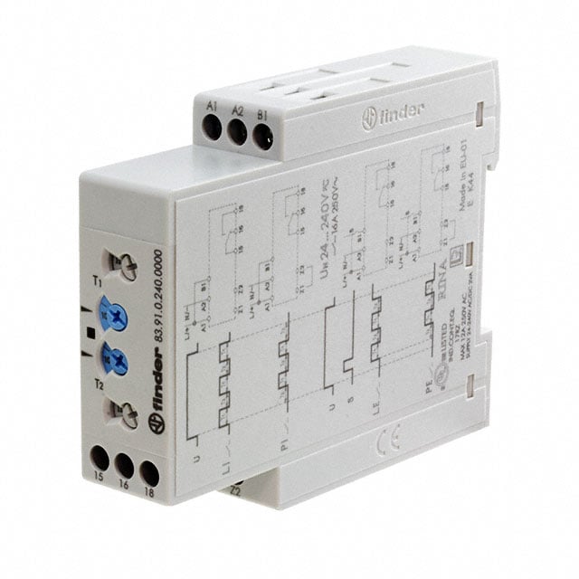 Finder Relays, Inc. 83.91.0.240.0000 83 Riel DIN Relé mecánico 0.05 seg ~ 240 h 16A a 250VCA