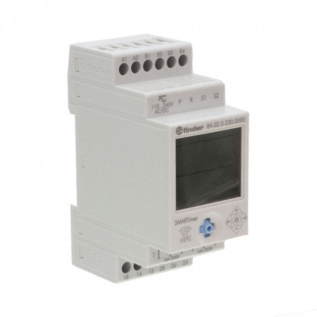 Finder Relays, Inc. 84.02.0.024.0000 84 Riel DIN Relé mecánico 0.1 seg ~ 9999 h 16A a 250VCA