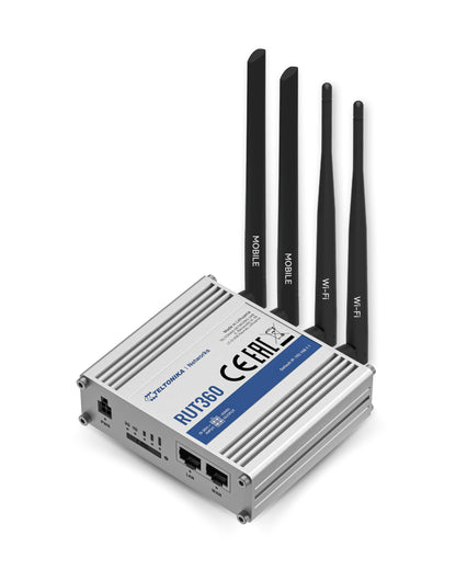 Teltonika RUT360100100 - Router celular industrial 4G LTE Cat6, enrutador Wi-Fi 4G LTE con DI/DO, VPN avanzada, certificado por Verizon/AT&T/T-Mobile