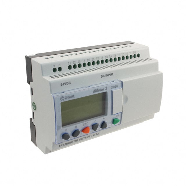 Crouzet 88970162 Millenium 3, XD26 CONTROL LOGIC 16 IN 10 OUT 24V 16 - Digital (10), Analog/Digital (6)