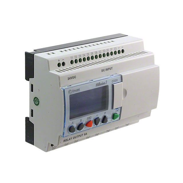 Crouzet 88974051 Millenium 3, CD20 CONTROL LOGIC 12 IN 8 OUT 24V 12 - Digital (6), Analog/Digital (6)