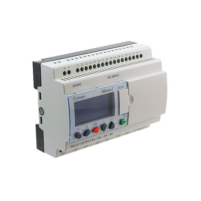 Crouzet 88974161 Millenium 3, XD26 CONTROL LOGIC 16 IN 10 OUT 24V 16 - Digital (10), Analog/Digital (6)
