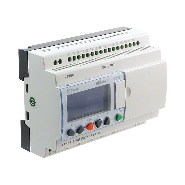 Crouzet 88974162 Millenium 3, XD26 CONTROL LOGIC 16 IN 10 OUT 24V 16 - Digital (10), Analog/Digital (6)
