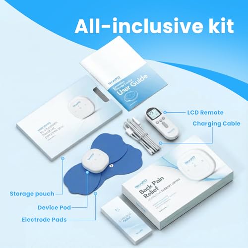 NeuroMD: Dispositivo de terapia correctiva para el dolor de espalda - Almohadillas de electrodo inalámbrico NMES | Estimulador muscular para aliviar el dolor | 2 modos estudiados para dolor de espalda