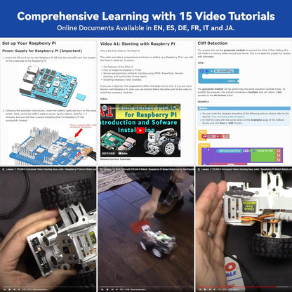SunFounder PiCar-X AI Video Robot Kit de coche para Raspberry Pi 5/4/3B+/3B, ChatGPT-4o habilitado con reconocimiento de video, pitón, arañazos, cámara, micrófono, batería recargable (RPI no incluida)