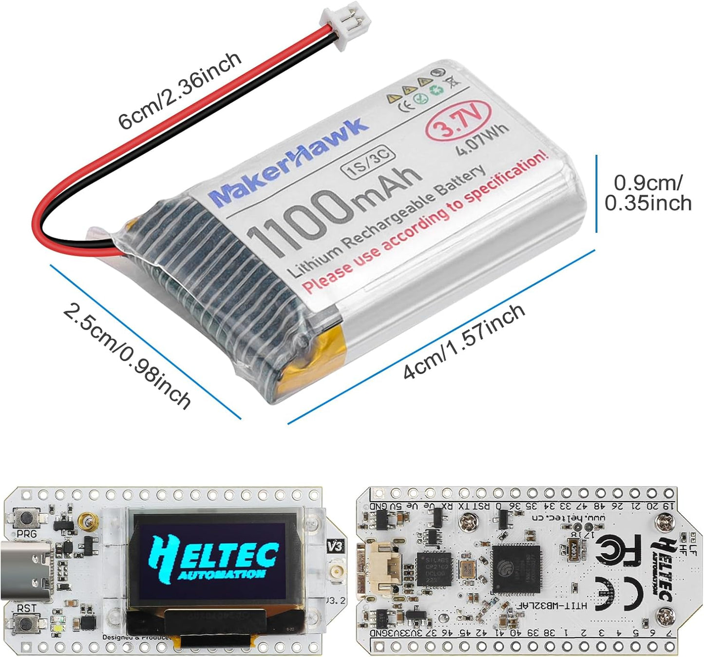 ESP32 LoRa V3 Placa de módulo con batería de 3000 mAh - con antena de 915 MHz y dispositivos de carcasa SX1262 LoRa V3 para Meshtastic Arduino LoRawan IOT