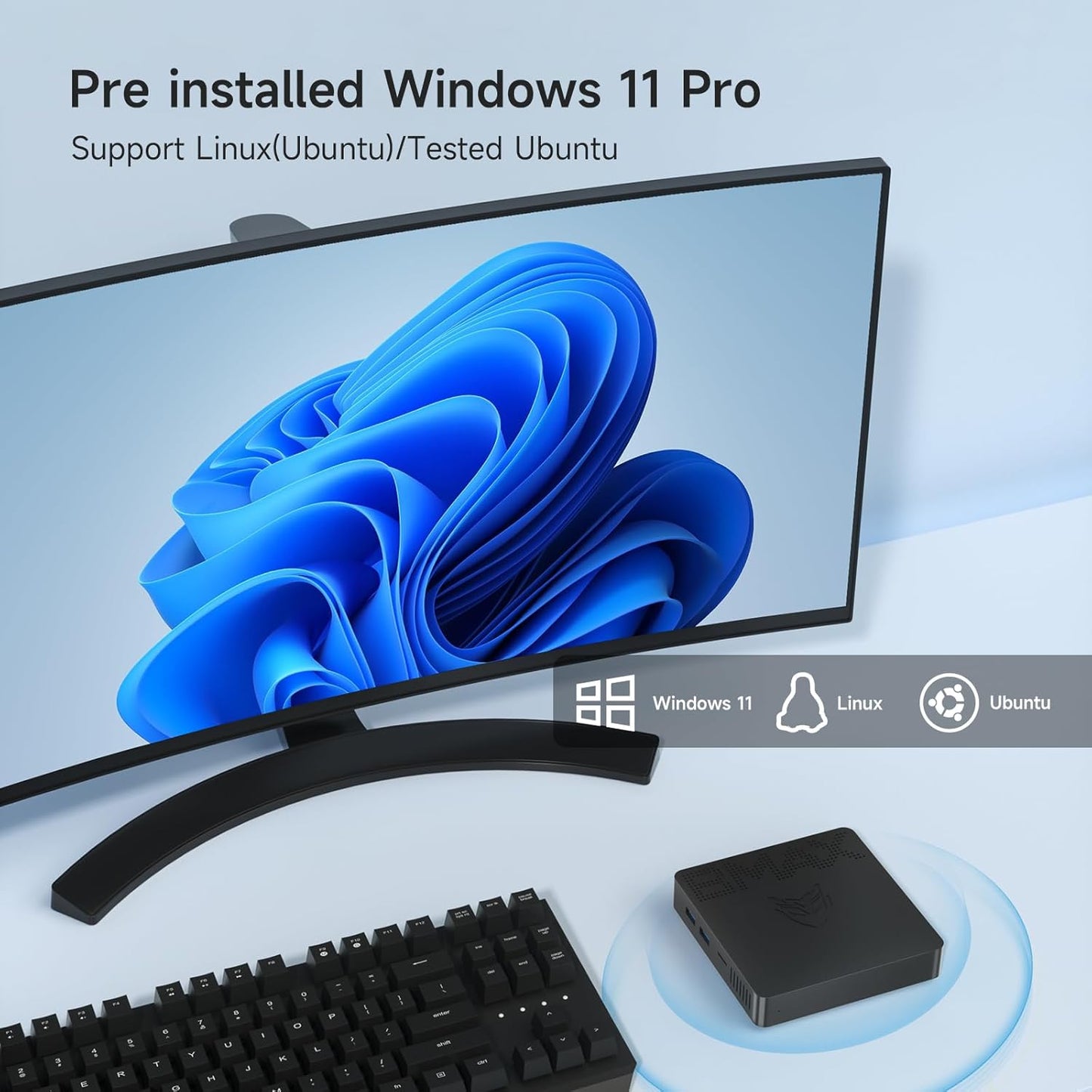 Bmax Mini PC B1 Pro 8 GB LPDDR4 /128 GB eMMC, Intel Gemini Lake N4000 (hasta 2.6 GHz), compatible con expansión SSD M.2 de 512 GB/2 TB, WiFi dual BT4.2 de 2.4G/5G, 4K Dual Display Micro Computadora
