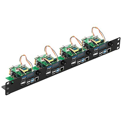 UCTRONICS Ultimate Rack con funcionalidad PoE para Raspberry Pi 4, 19" 1U Rackmount con PoE HAT, todo IO en un lado, pantalla OLED, interruptor de alimentación y ventilador de refrigeración