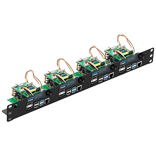 UCTRONICS Ultimate Rack con funcionalidad PoE para Raspberry Pi 4, 19" 1U Rackmount con PoE HAT, todo IO en un lado, pantalla OLED, interruptor de alimentación y ventilador de refrigeración