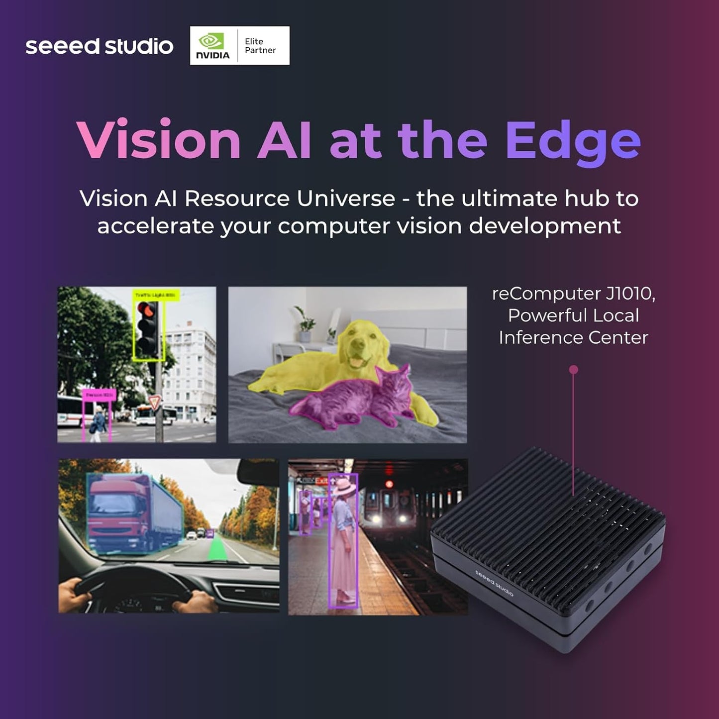 Seeed studio Dispositivo NVIDIA Jetson Nano Edge AI - Kit reComputer J1010, funda de aluminio, sistema Jetpack preinstalado. Mini PC con 0.5 TFLOPs (FP16), fuente de alimentación no incluida