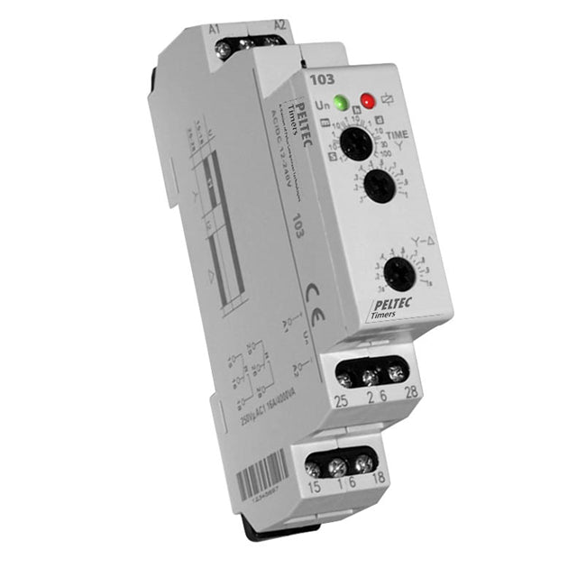Peltec Timers and Controls 103 100 Riel DIN Relé mecánico - 16A a 250VCA/24VCC
