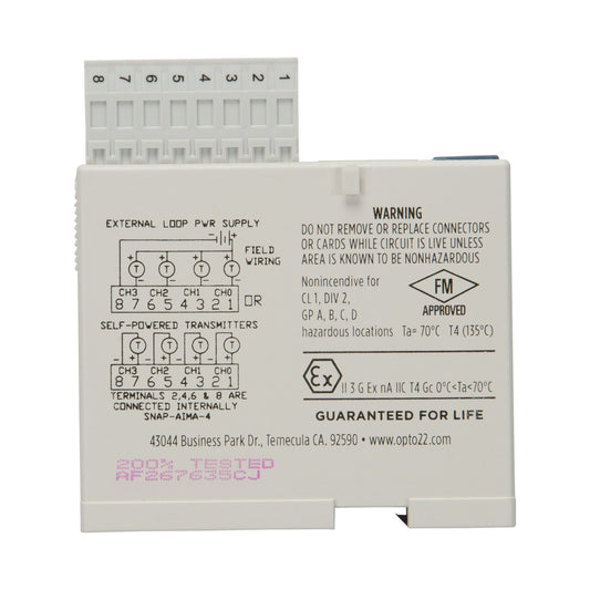 Opto 22 SNAP-AIMA-4 SNAP Input, Output (I/O) Module SNAP Series