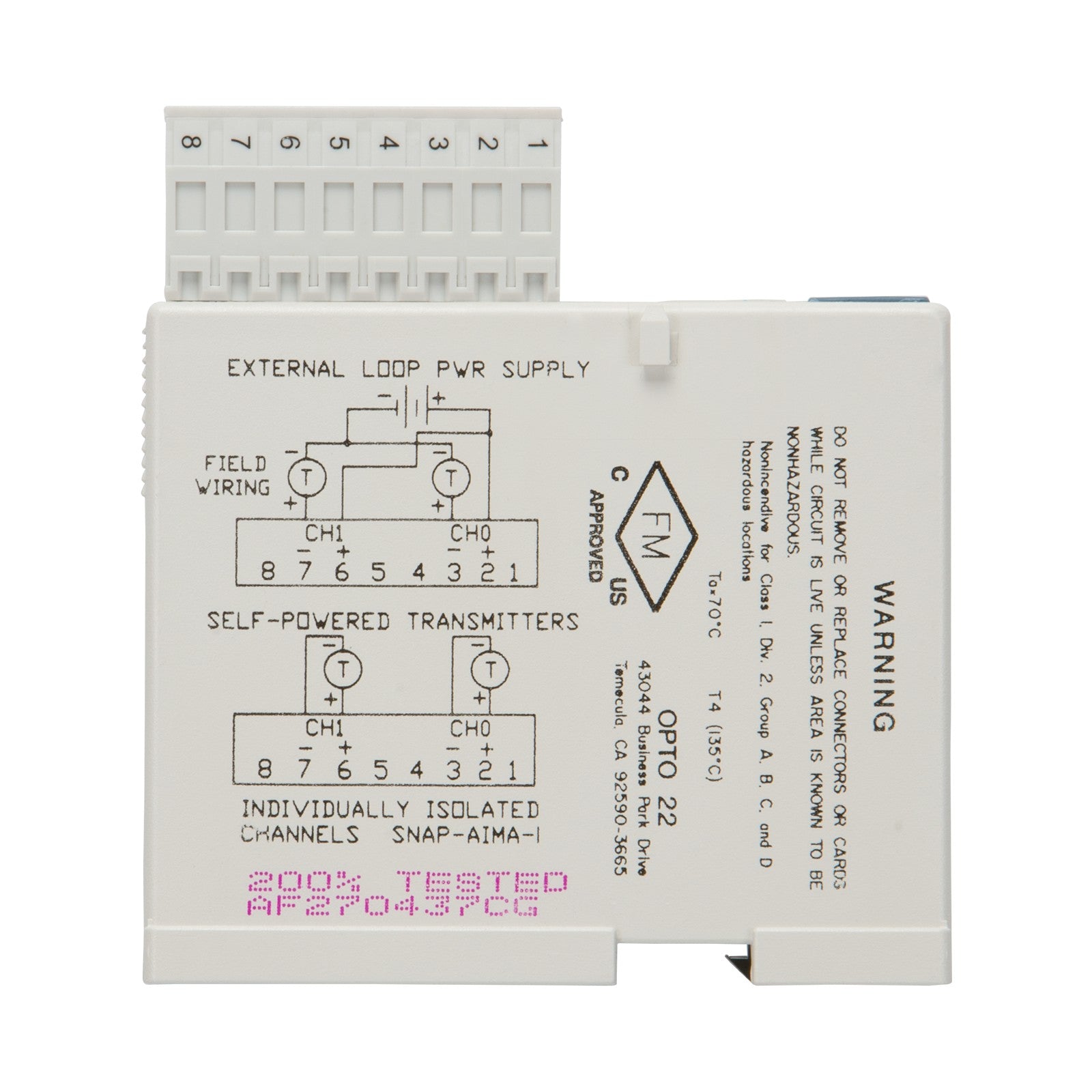 Opto 22 SNAP-AIMA-I SNAP Input, Output (I/O) Module SNAP Series
