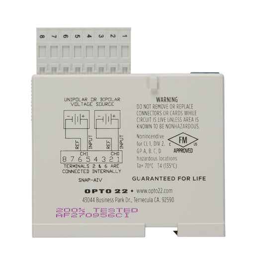 Opto 22 SNAP-AIV SNAP Input, Output (I/O) Module SNAP Series